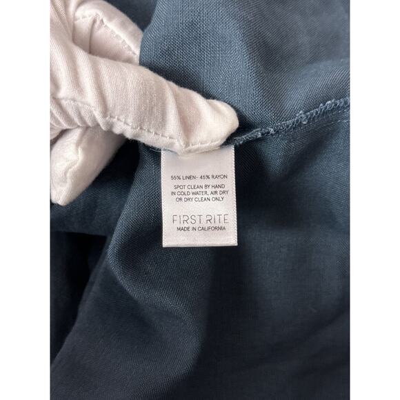 First Rite Dress Large Womens Blue Linen Blend Sleeveless Cross Front Midi - Picture 8 of 8